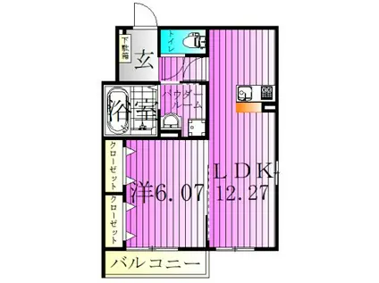 ル シエル(1LDK/3階)の間取り写真