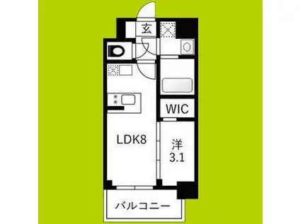 エスリードレジデンスザ・グラン大阪福島クラス(1LDK/12階)の間取り写真
