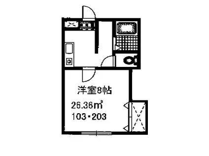 ブエナビスタ鷺沼(1K/1階)の間取り写真
