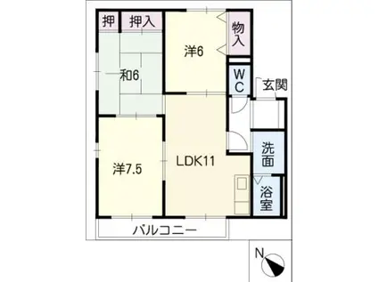 GREENHILLSC棟(3LDK/2階)の間取り写真