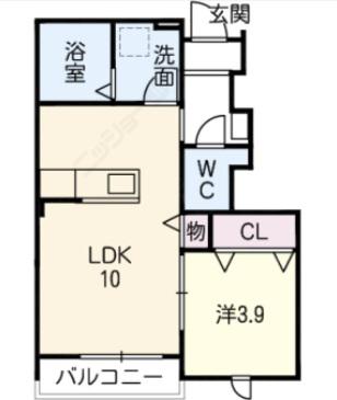 チッタ新舞子(1LDK/1階)の間取り写真
