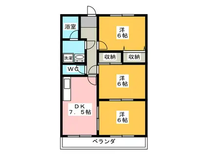 ベルメゾン(3DK/1階)の間取り写真