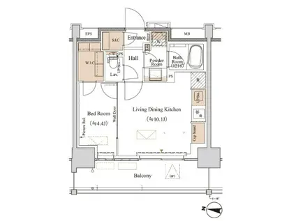 ブランシエスタ木場(1LDK/1階)の間取り写真