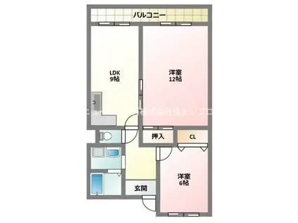 ピュアネスドイ(2LDK/3階)の間取り写真