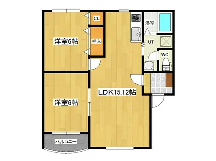 プリオールうらら(2LDK/2階)の間取り写真