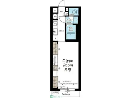 リブリ・ガーデンヒルズ(1K/3階)の間取り写真