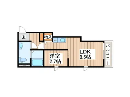 KSK南仙台(1LDK/2階)の間取り写真