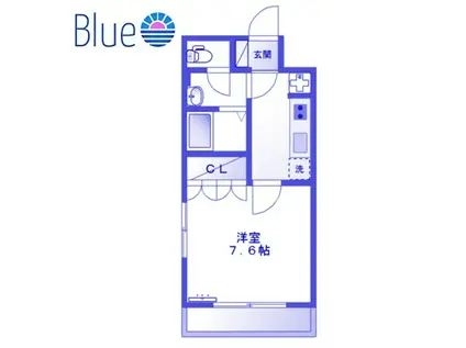 ツインズキクナB棟(1K/2階)の間取り写真