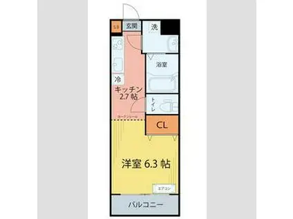 五橋リトルヒルズ(1K/3階)の間取り写真