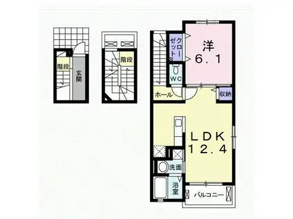 カーサ ドマーニー(1LDK/3階)の間取り写真