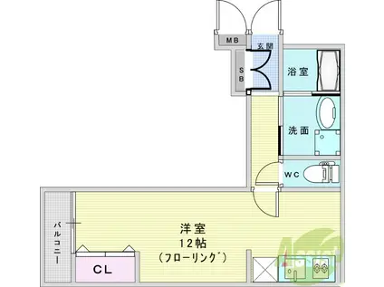 PARK HOKULE`A(ワンルーム/1階)の間取り写真