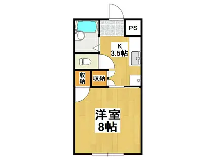 ストリーム牧尾(1K/3階)の間取り写真