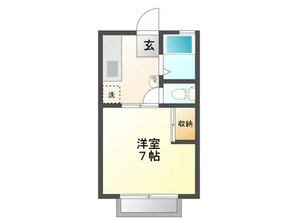 エステーニ西条町寺家B(1K/2階)の間取り写真