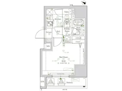アクサスハイズ板橋区役所前(1K/13階)の間取り写真
