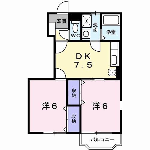 メルクマールSX II(2DK/1階)の間取り写真
