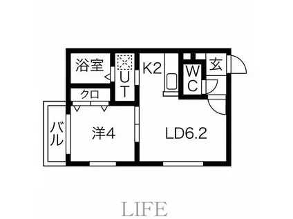 カハラ白石(1LDK/3階)の間取り写真