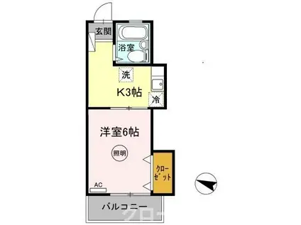 ピュアハイツ生野(1K/3階)の間取り写真