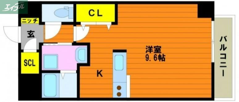 ウイング21中山下II(ワンルーム/8階)の間取り写真