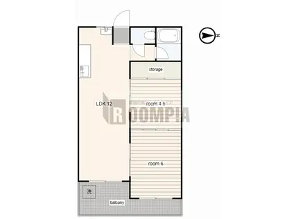 コーポかさはら(2LDK/3階)の間取り写真