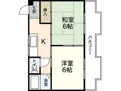 エスタス庚午南(2K/5階)の間取り写真