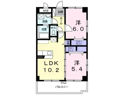 さくさくフレンズ(2LDK/3階)の間取り写真