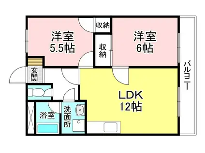 エスポワール21(2LDK/1階)の間取り写真