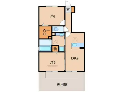 フレンダ神前(2DK/1階)の間取り写真