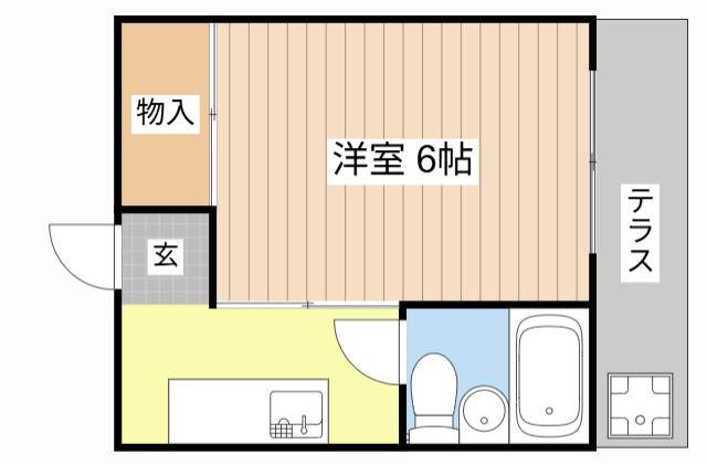 シャトー尾本(1K/1階)の間取り写真