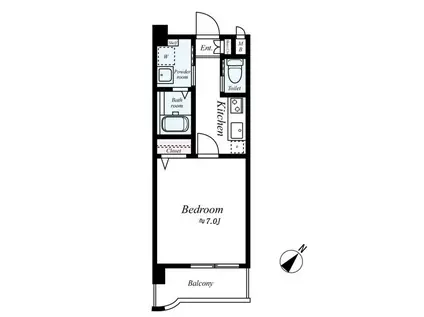 ピュアドームサンミッシェル博多(1K/2階)の間取り写真