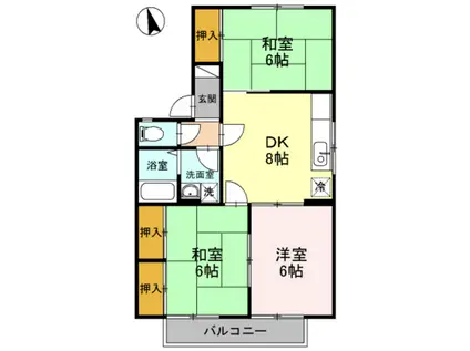 フィアホイザーエルスト(3DK/2階)の間取り写真