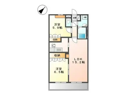 SUN FOREST(2LDK/1階)の間取り写真