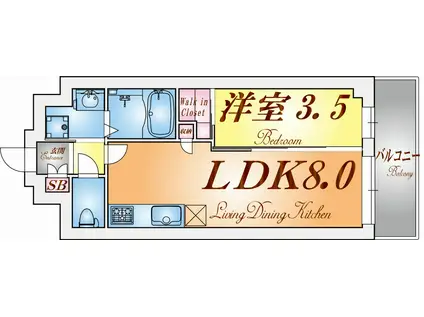KMS新生水木通(1LDK/2階)の間取り写真