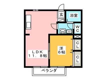 セレブリティー F(1LDK/1階)の間取り写真