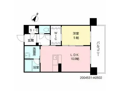 コムフォート薬院(1LDK/5階)の間取り写真