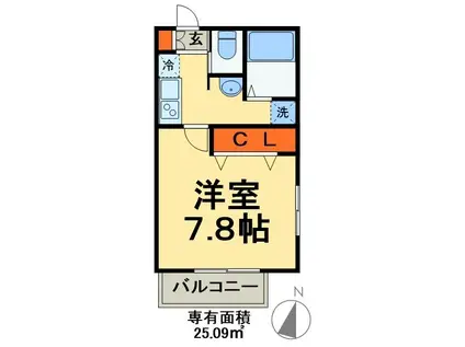 キャメル新八柱A棟(1K/1階)の間取り写真