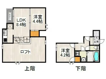 CB東比恵テルス(2LDK/1階)の間取り写真