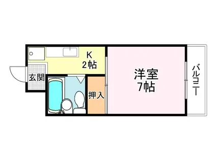 プラザ上笠(1K/2階)の間取り写真