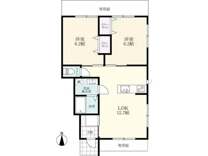 ビオス川副(2LDK/1階)の間取り写真