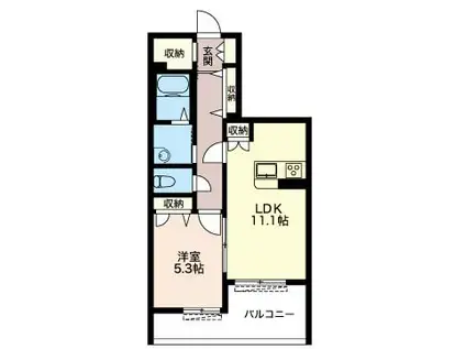 メゾンロッソ(1LDK/2階)の間取り写真