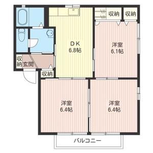 メゾンドさくらA棟(3DK/2階)の間取り写真