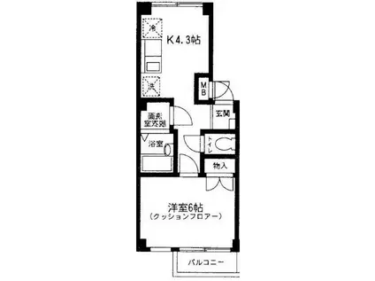 グリーンピア(1K/3階)の間取り写真