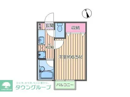 インフィニティ―竹ノ塚(1K/1階)の間取り写真