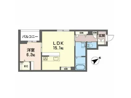 にゃーメゾン大町東(1LDK/2階)の間取り写真