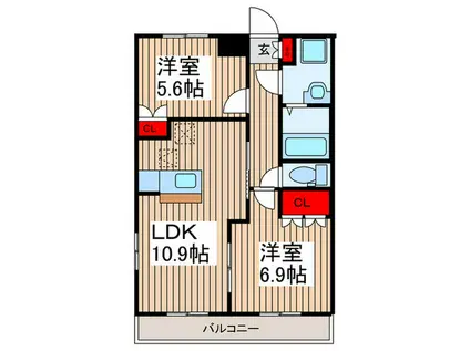 ポラリス壱番館(2LDK/2階)の間取り写真