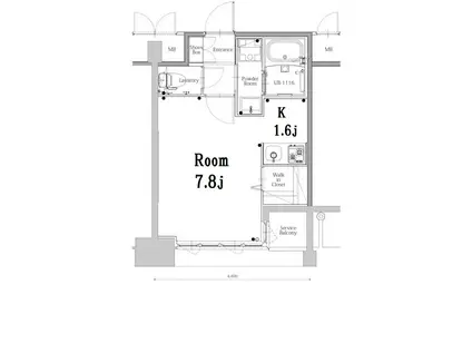 エンクレスト博多GATE(1K/2階)の間取り写真