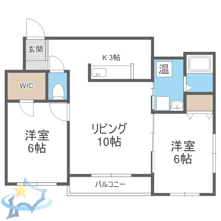 グランディール伏見(2LDK/3階)の間取り写真