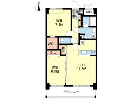 メゾンラディウス(2LDK/3階)の間取り写真