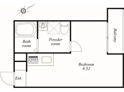 グランドハイツ西国立(ワンルーム/2階)の間取り写真