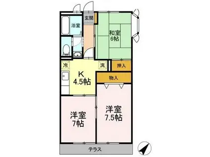 サンパレス薬円台(3K/1階)の間取り写真