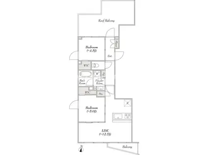 ルミーク本町イースト(2LDK/5階)の間取り写真